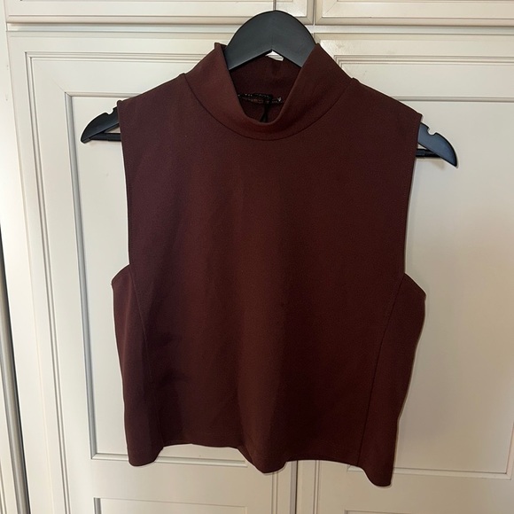 ZARA Sleeveless Mockneck 🍁 Size M Brown - Picture 2 of 6